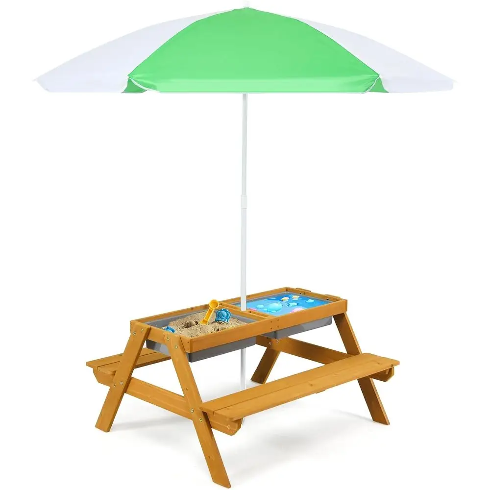 Kids Outdoor Water Table - 3-in-1 높이 조절 가능한 우산형 어린이