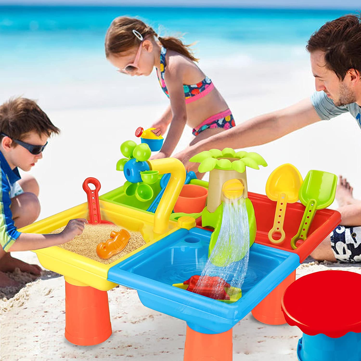 Kids Outdoor Water Table - 해변 테이블 모래 놀이 장난감, 어린이