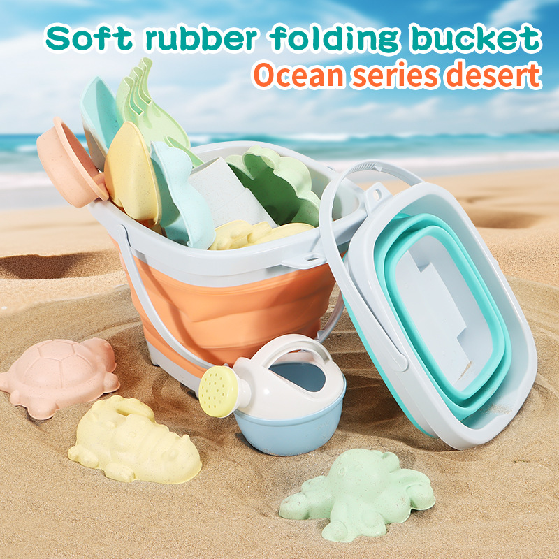Kids Outdoor Sandbox - 해변 모래놀이 물놀이 세트 접이식 양동이