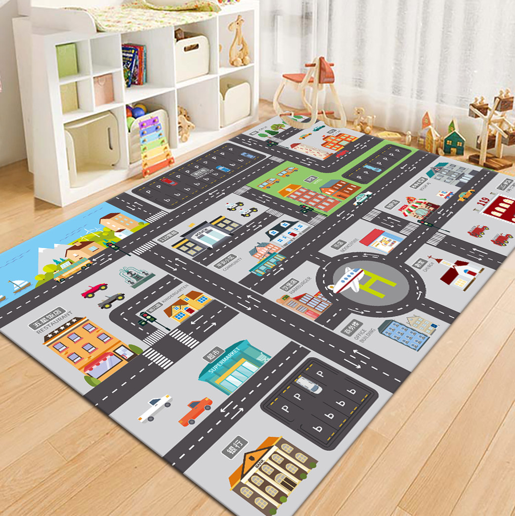 Kids Outdoor Flooring - VIKAMA 시티 로드맵 어린이 놀이용 러그,