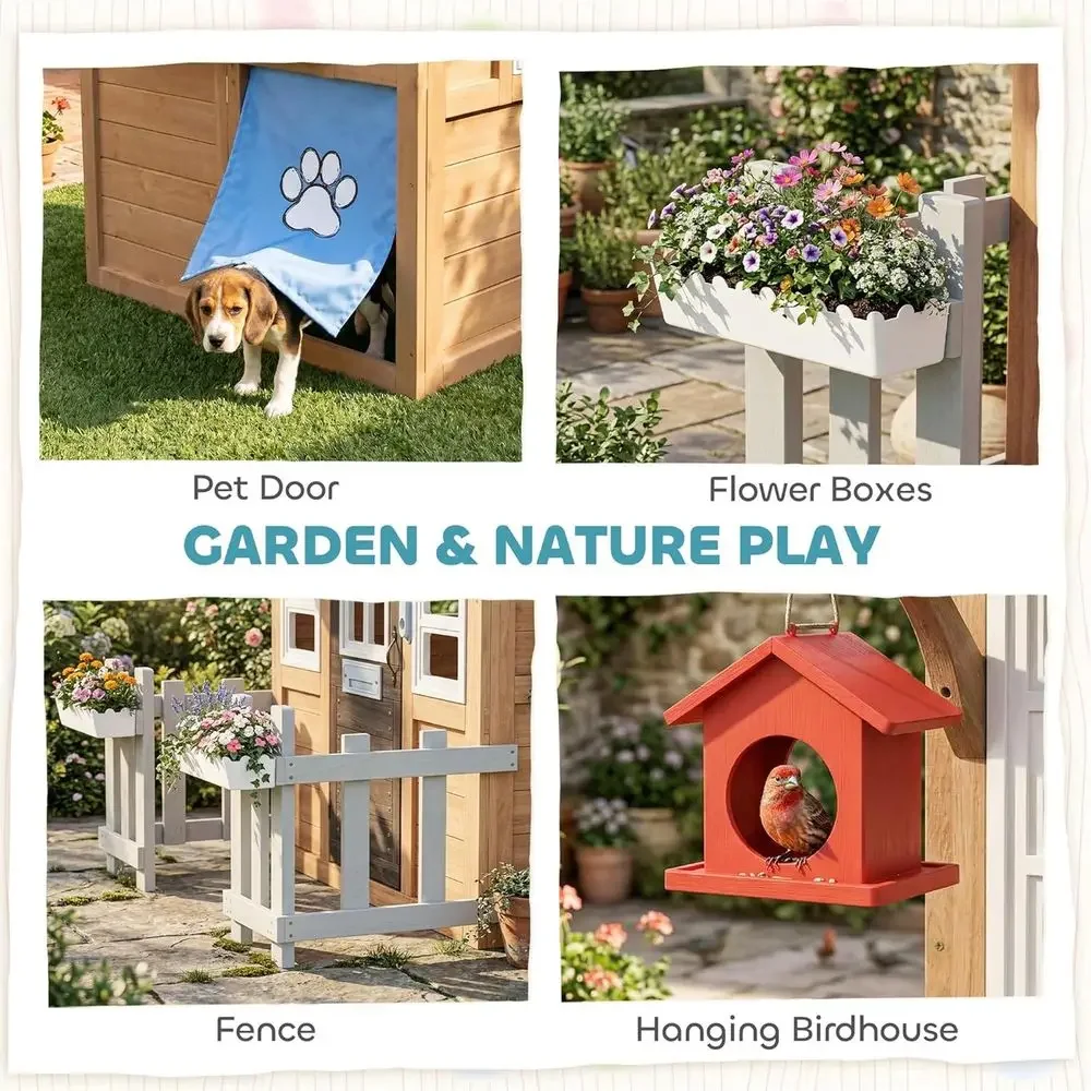 카바 야외 놀이집 (애완동물 문 포함), 나무로 만든  - Kids Outdoor Wooden Playhouse 리뷰 및 가격