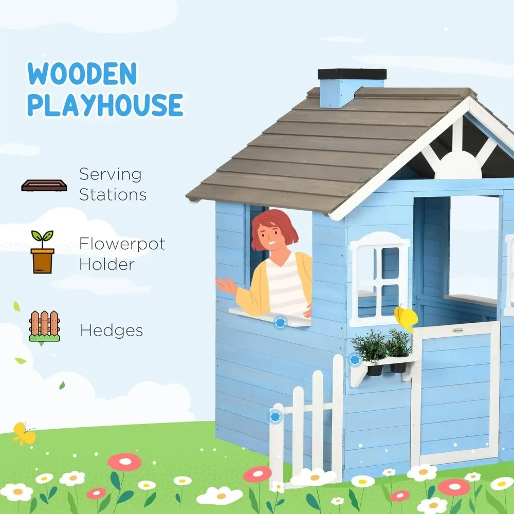플레이하우스 For Kids 야외 컨트리 스타일 나무  - Kids Outdoor Wooden Playhouse 리뷰 및 가격