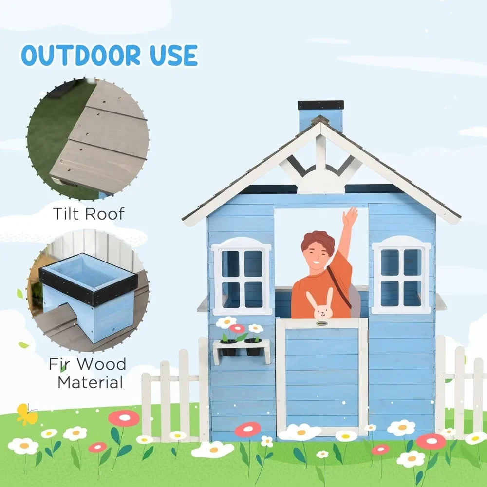 플레이하우스 For Kids 야외 컨트리 스타일 나무  - Kids Outdoor Wooden Playhouse 리뷰 및 가격