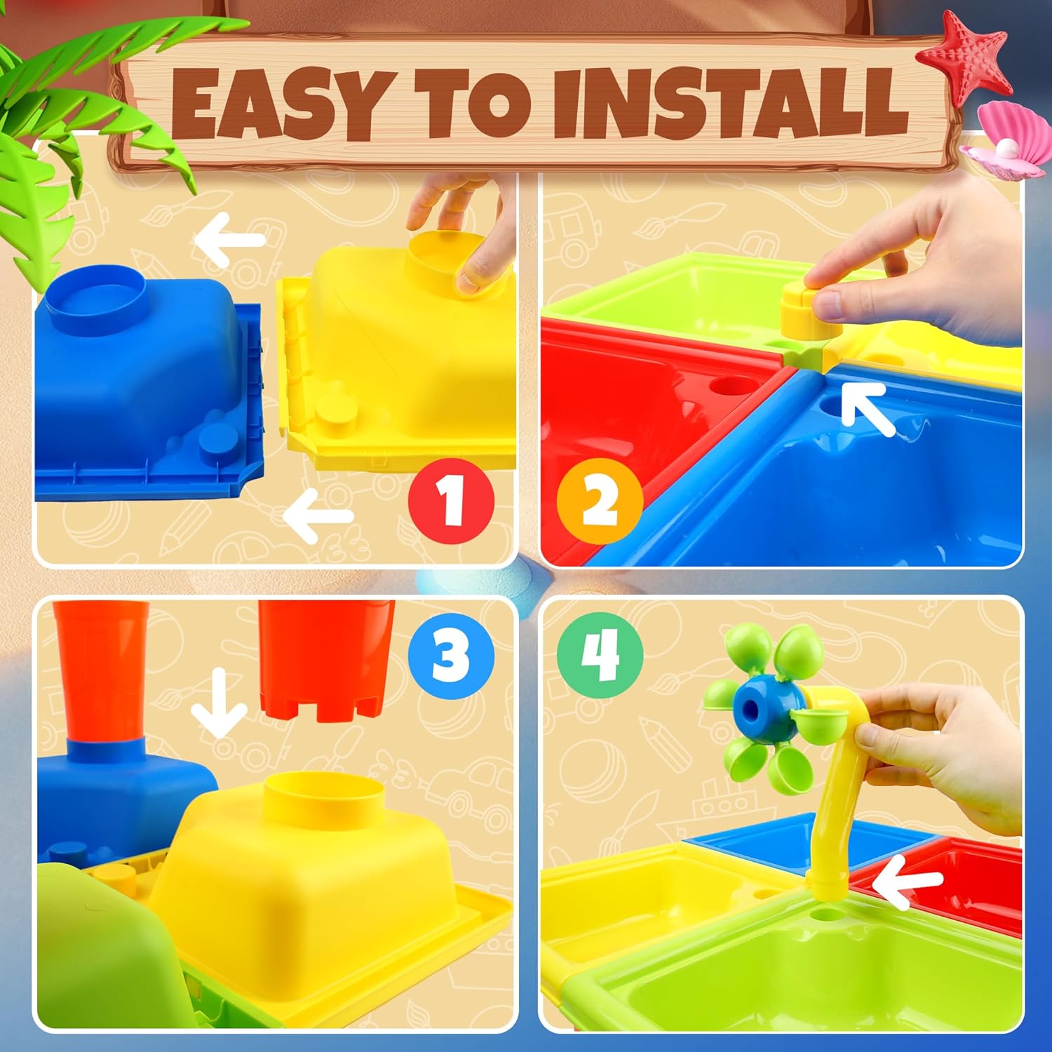 유아를위한 25 Pcs 여름 물 테이블 4 In 1 어 - Kids Outdoor Water Table 리뷰 및 가격