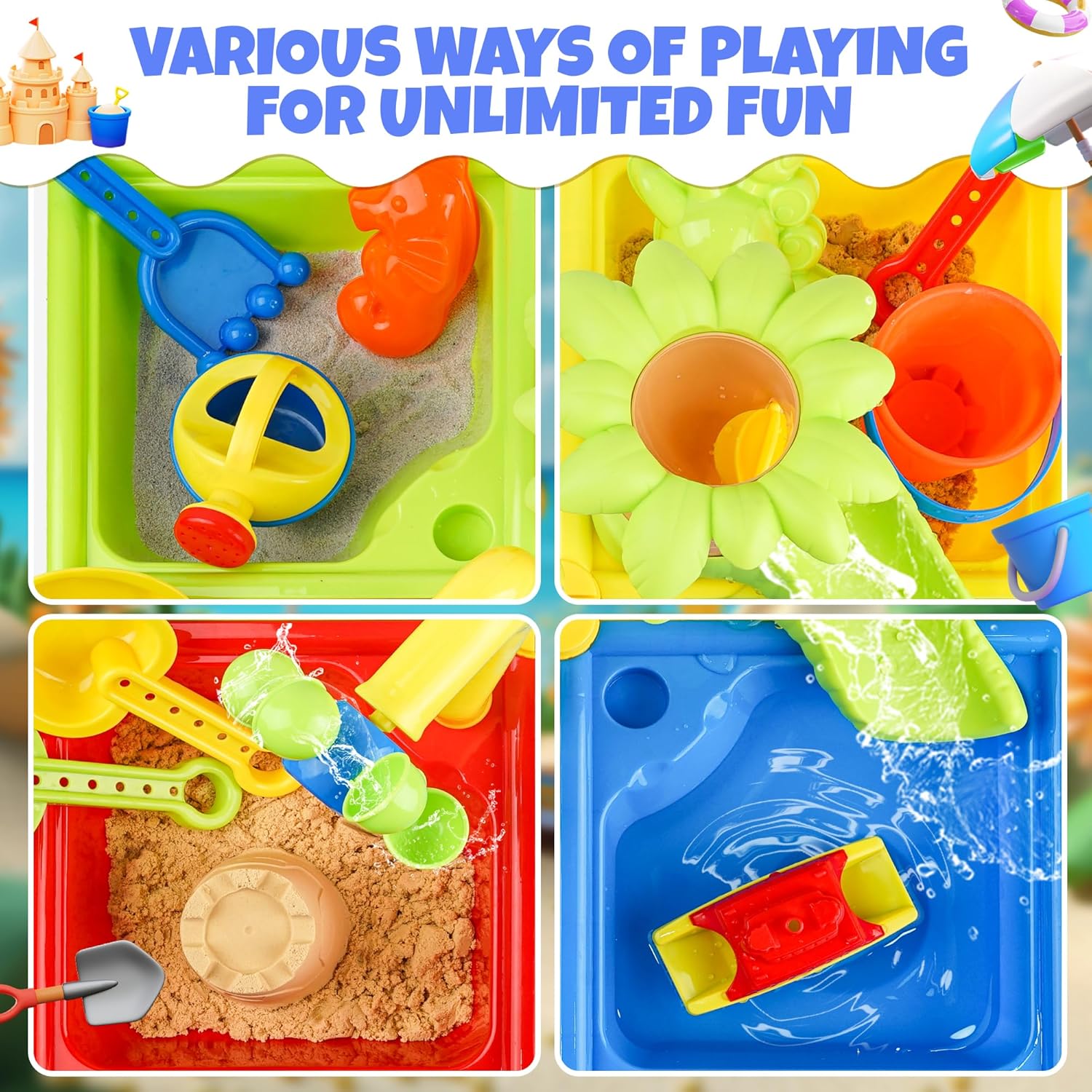 유아를위한 25 Pcs 여름 물 테이블 4 In 1 어 - Kids Outdoor Water Table 리뷰 및 가격