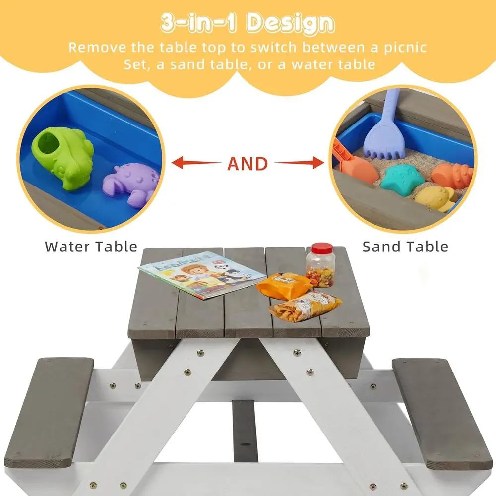 어린이용 3-in-1 접이식 나무 피크닉 테이블, 야외 - Kids Outdoor Water Table 리뷰 및 가격