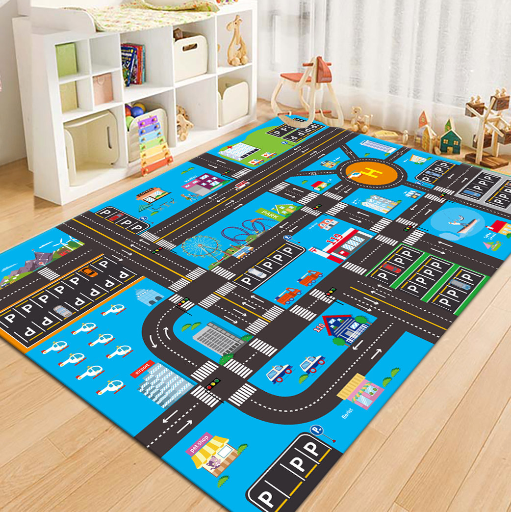 VIKAMA 시티 로드맵 어린이 놀이용 러그, 만화 마 - Kids Outdoor Flooring 리뷰 및 가격