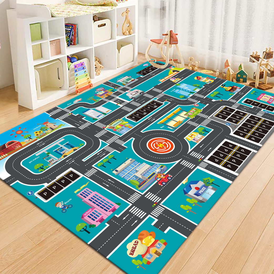 VIKAMA 시티 로드맵 어린이 놀이용 러그, 만화 마 - Kids Outdoor Flooring 리뷰 및 가격