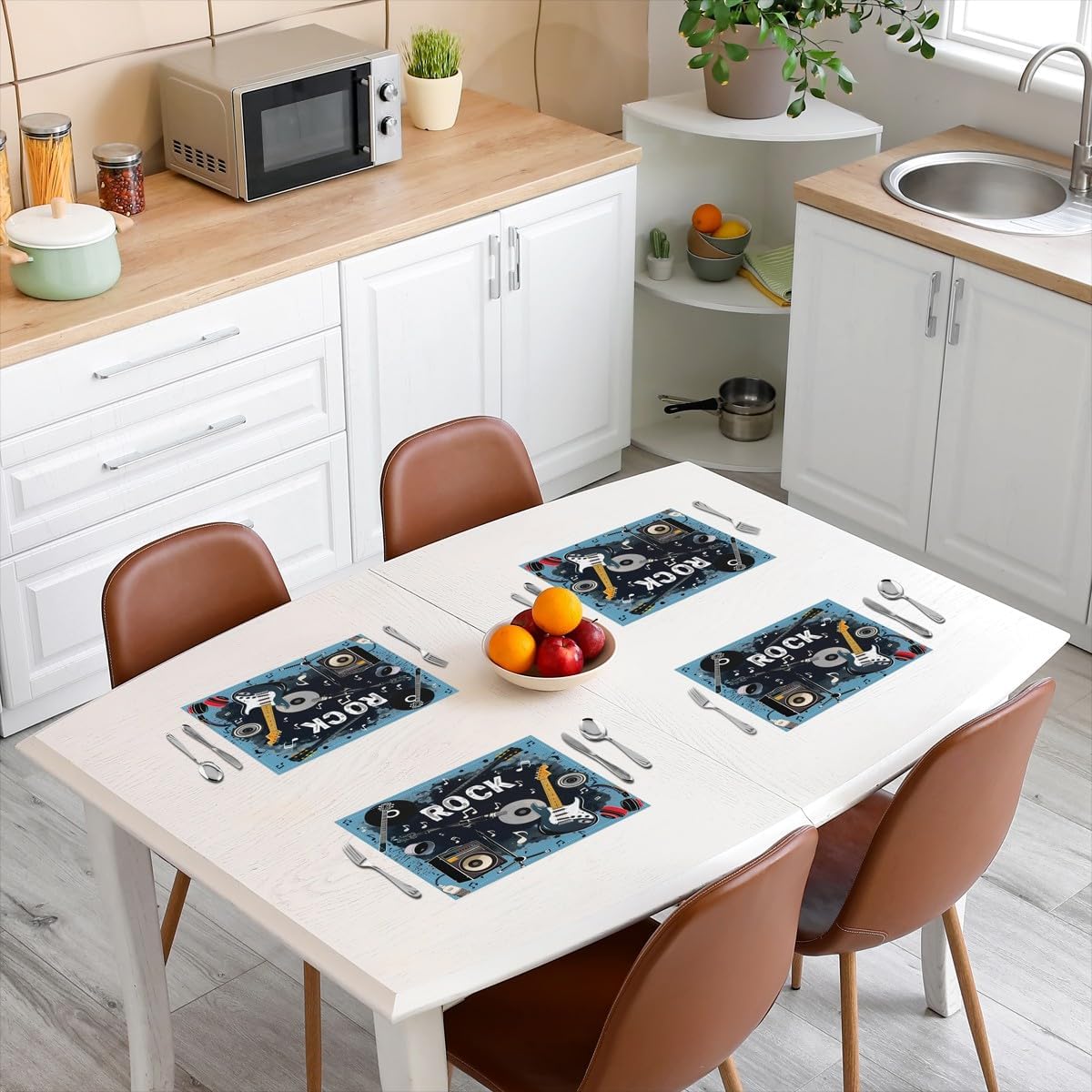 록 음악 플레이스매트 4개 세트 18x12인치 기타 음 - Kids Outdoor Table 리뷰 및 가격