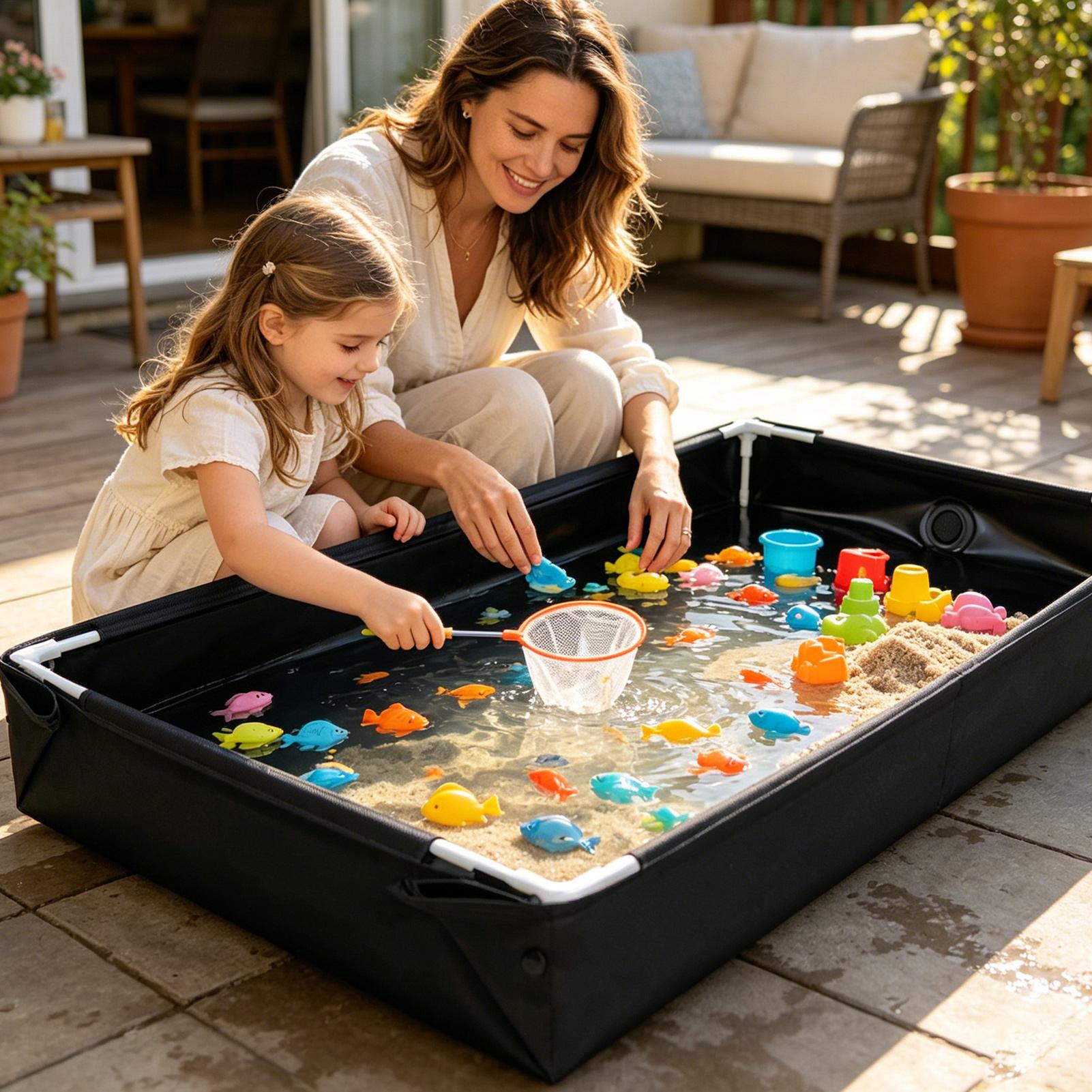 새로운 야외 물놀이 및 모래놀이 풀, 어린이 낚시 그릇 - Kids Outdoor Sandbox 리뷰 및 가격