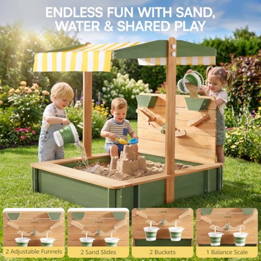 어린이용 야외 모래놀이터: 나무 재질, 녹색, 180도 - Kids Outdoor Seating 리뷰 및 가격