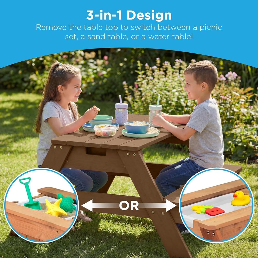어린이용 피크닉 테이블(우산 포함), 3-in-1 모래 - Kids Outdoor Water Table 리뷰 및 가격