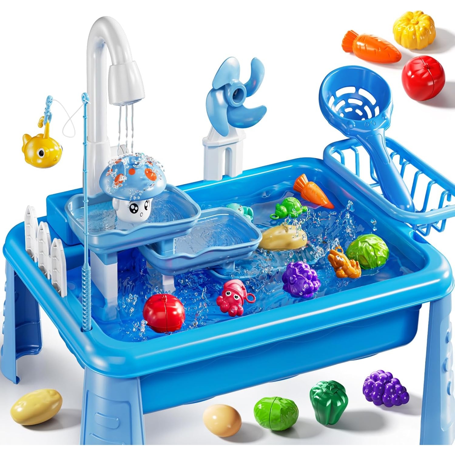 어린이용 물놀이 싱크대 장난감, 흐르는 물과 낚시 게임 - Kids Outdoor Water Table 리뷰 및 가격