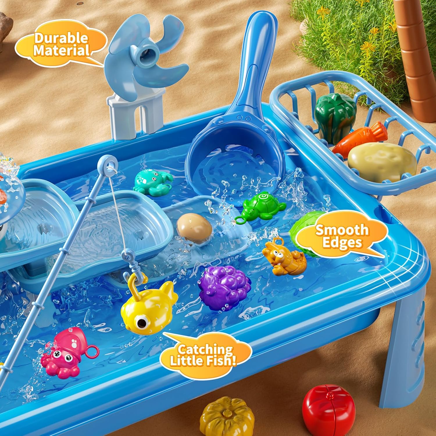 어린이용 물놀이 싱크대 장난감, 흐르는 물과 낚시 게임 - Kids Outdoor Water Table 리뷰 및 가격